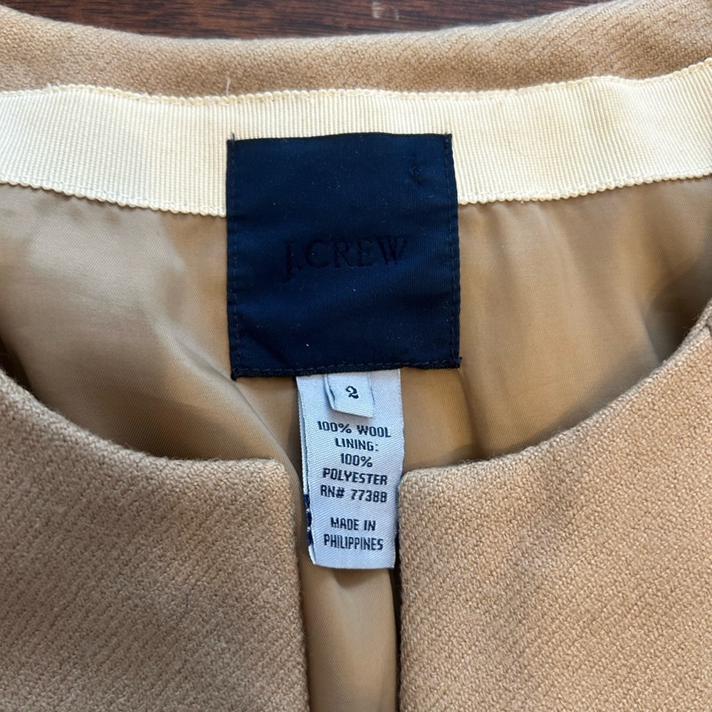 J. Crew Beige Collarless Blazer - Picture 2 of 6